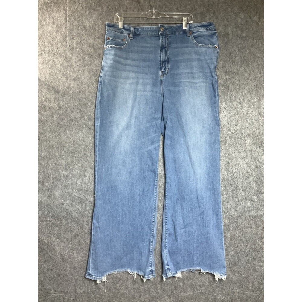 American Eagle Jeans Womens 20 Blue Pockets Stretch Wide Leg High Rise 40x30